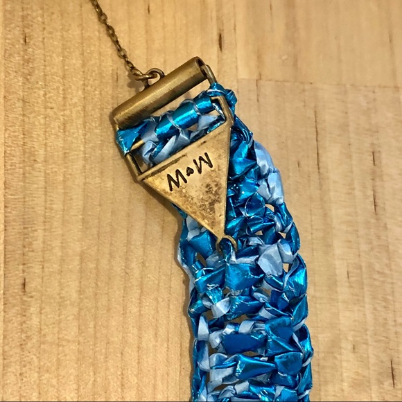 NWOT Jewelry Designer Mirit Weinstock necklace woven Rafia and ceramic bow - Picture 10 of 14